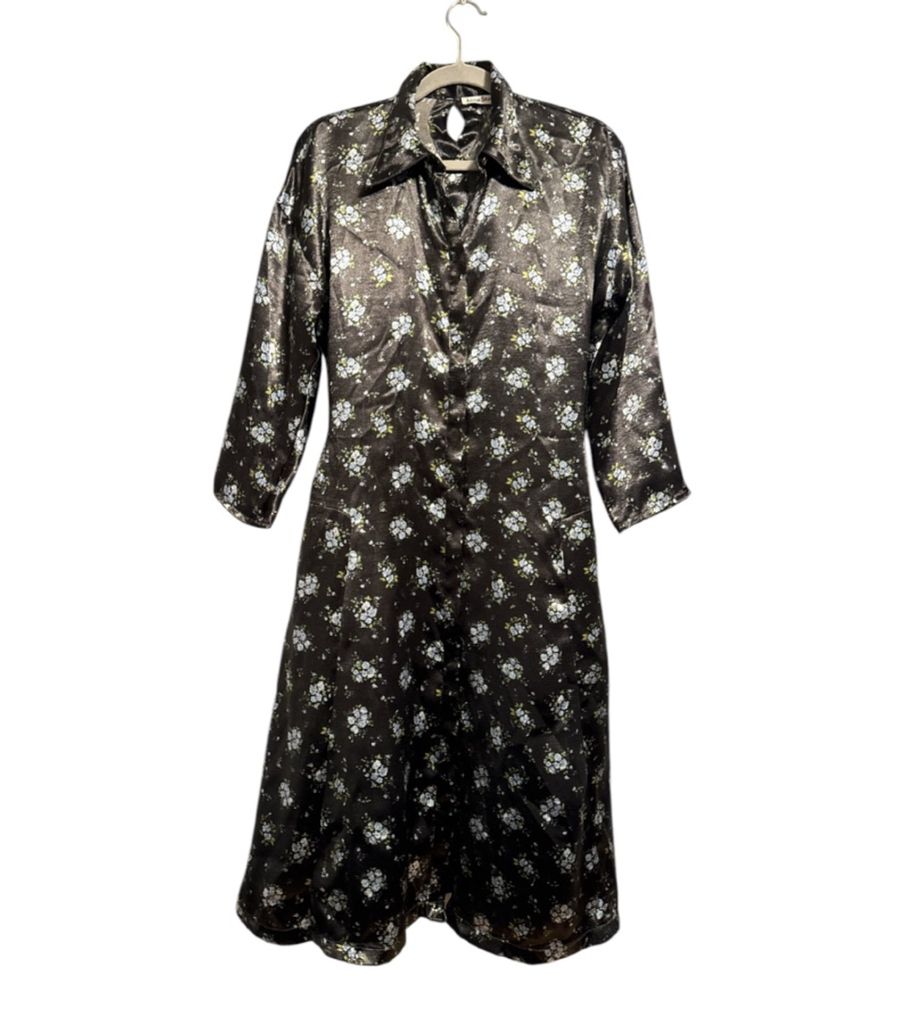 Acne Studios Black Silky Satin Stretch Dress Sz 2