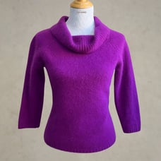 Vintage Y2K Rafaella Angora and Lambs Wool Cowl Neck 3/4 Sleeves Sweater Small