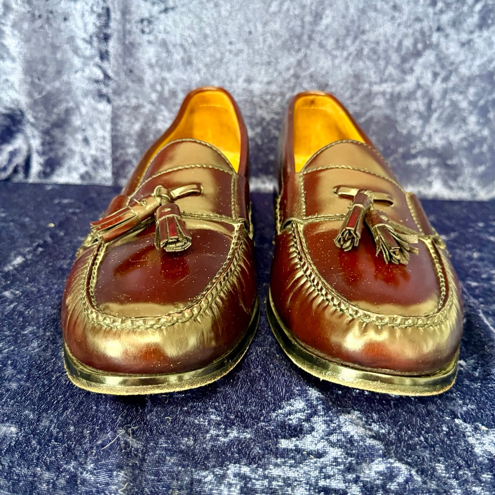 Cole Haan Tassel Loafers (Sz-11 M) Burgundy Leather Nike Air Slip-On Dress Shoes