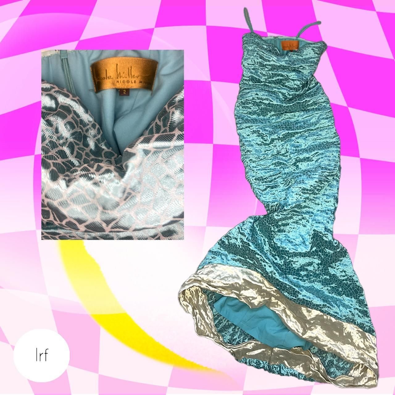VINTAGE NICOLE MILLER strapless boho animal print in gold + aqua #sirencore