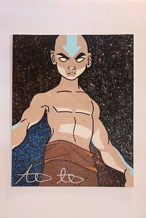 Avatar The Last Airbender Aang Avatar State - Canvas Panel Painting 16x20in