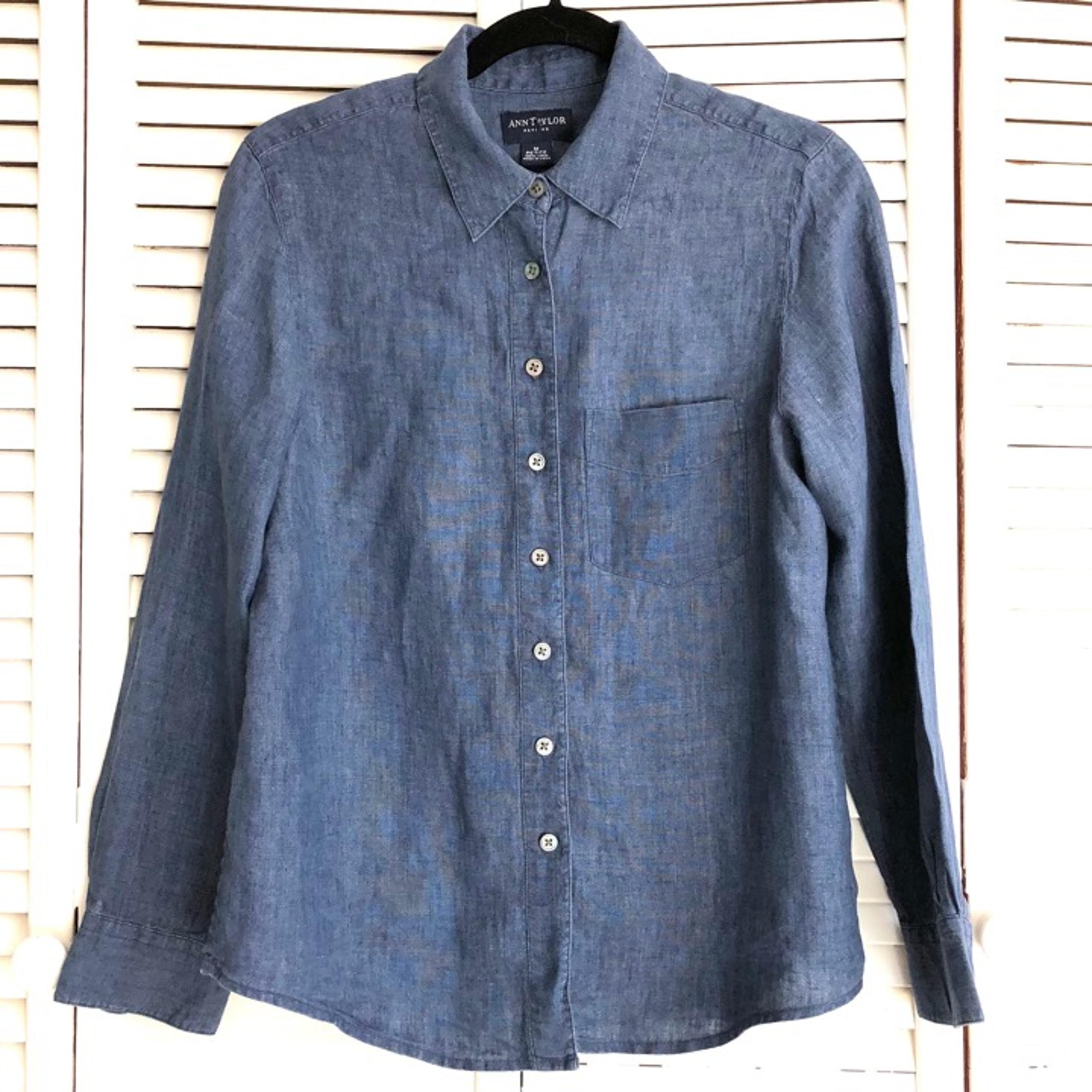 Ann Taylor Coral Button Down Lined Blouse Women Long Sleeve Shirt Top Petite M