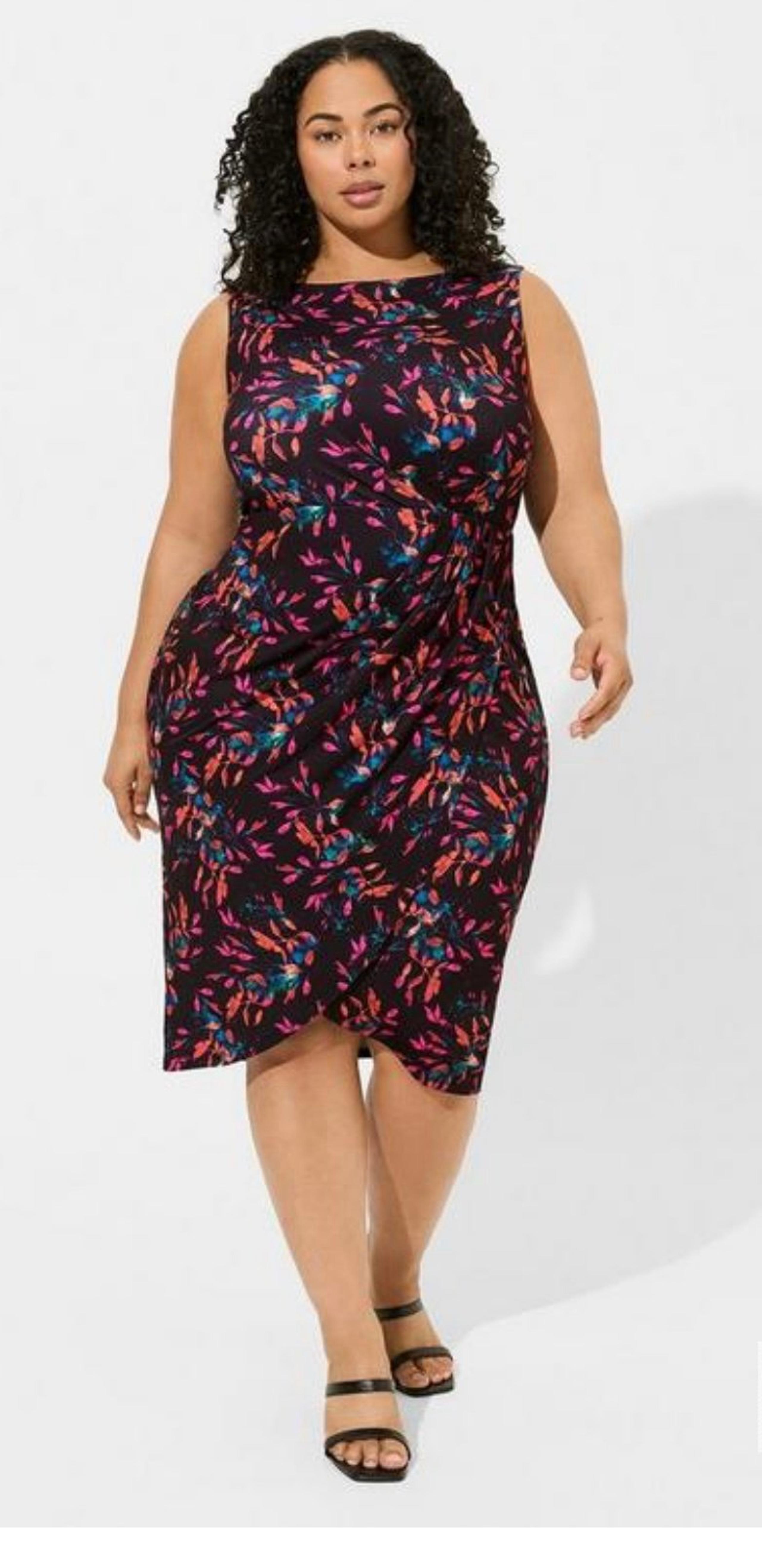 Torrid Midi Studio Knit Shirred Tulip Dress Size 00 (M 10) NWOT