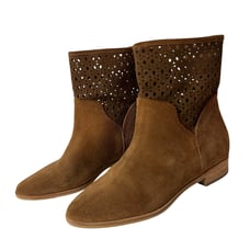 Michael Michael Kors Brown Perforated Suede Pull On Ankle Booties Size 7 M