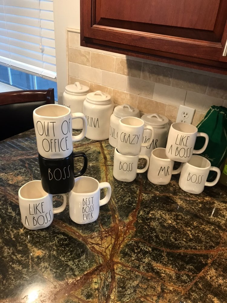 Rae Dunn BOSS mug set. 4 count set ..