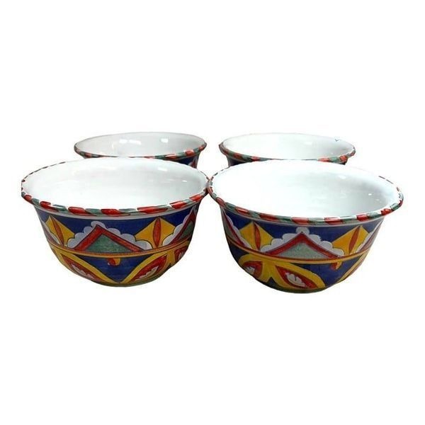 Deruta Sberna Italian Pottery Dipinto A Mano 6 Round Bowls Folk Art Set of 4