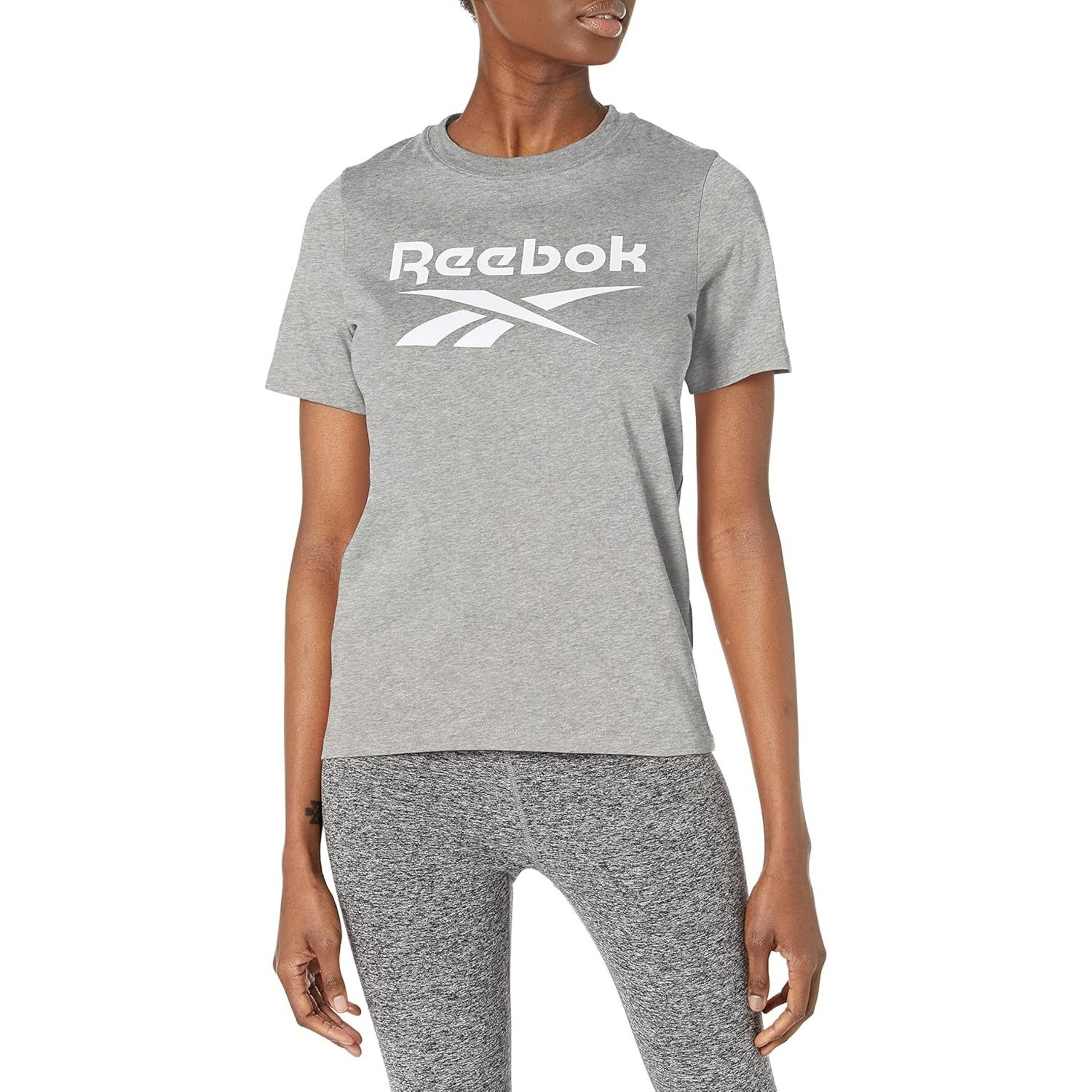 Reebok Women Identity Big Logo Short Sleeve T-Shirt Plus Size 2X Grey Heather