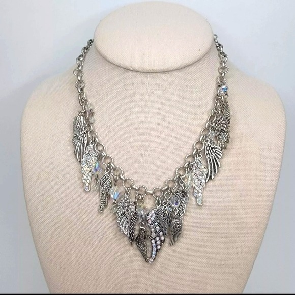 Kirks Folly Silver Tone Angel Wings Charm Necklace Forever Paradise Peace