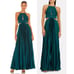 AIIFOS Arianna Gown Pleated Cut Out Teal Blue Green Satin Long Maxi Dress Size 2