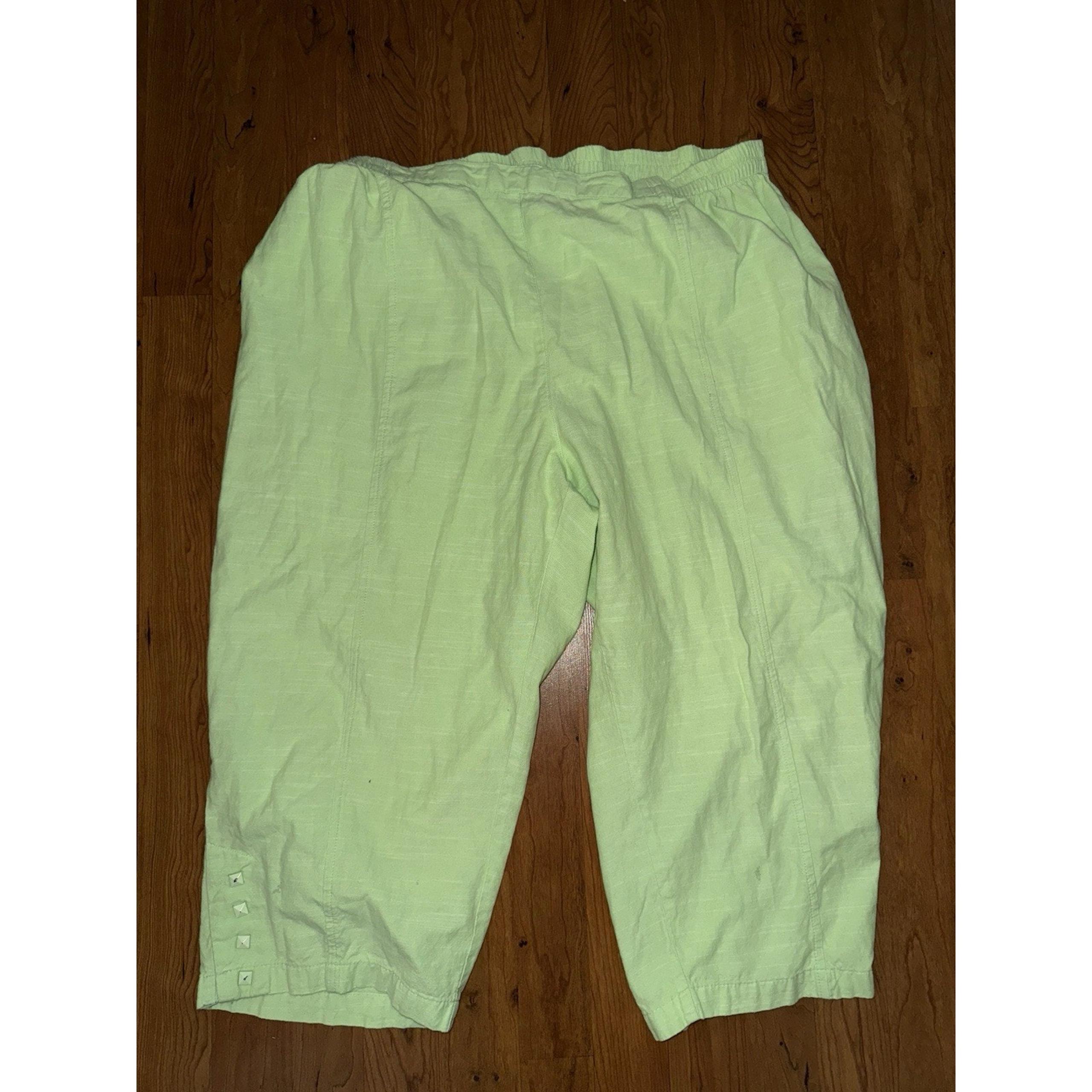 Cathy Daniels Women’s Green Elastic Waist Cropped Pants 1X READ