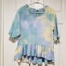 Thyme + Honey Blue & Cream Tie Dye Short Sleeve High Low Peplum Terry Cloth Top