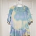 Thyme + Honey Blue & Cream Tie Dye Short Sleeve High Low Peplum Terry Cloth Top