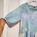 Thyme + Honey Blue & Cream Tie Dye Short Sleeve High Low Peplum Terry Cloth Top