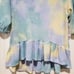 Thyme + Honey Blue & Cream Tie Dye Short Sleeve High Low Peplum Terry Cloth Top