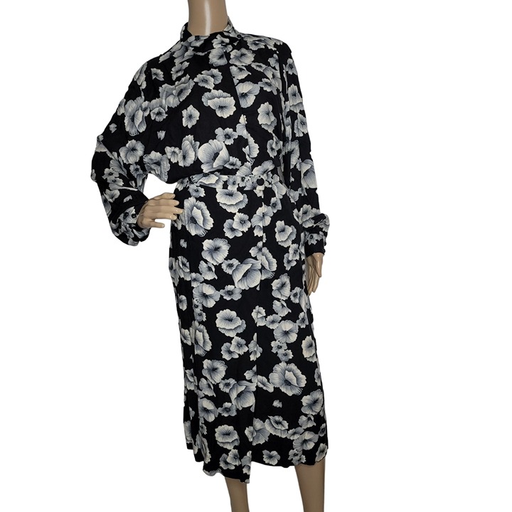 Pendleton blouse skirt outfit set black and white floral size 16