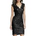 ~ Tadashi Shoji 8 Black Dress Lace Sequin Sleeveless V-neck Cocktail Formal Knee
