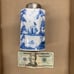 VINTAGE BLUE AND WHITE PORCELAIN TEA CADDY BY ISIS CERAMICS OF ENGLAND.