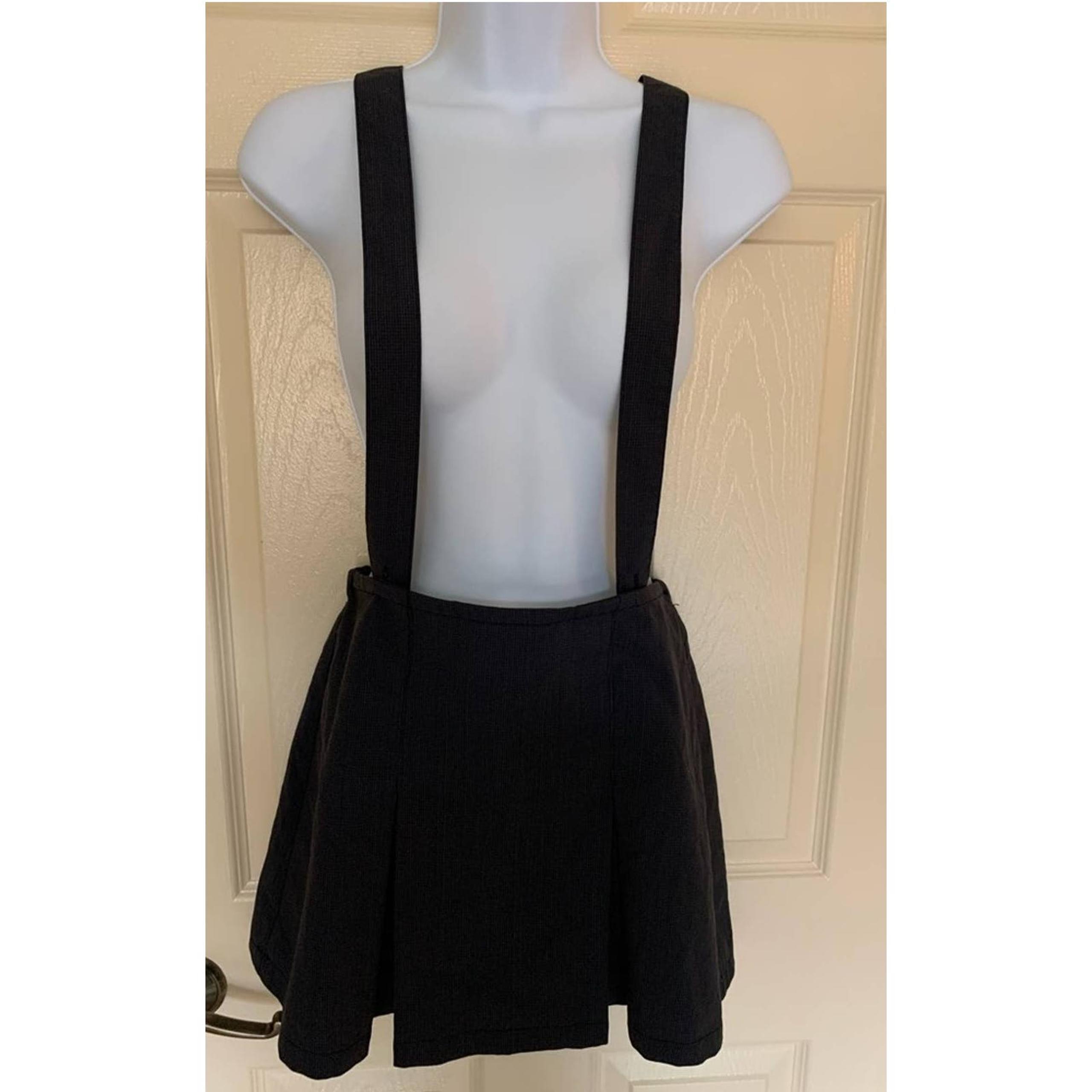 Forever 21 Dark Grey Plaid Skirt with Suspenders