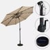 10FT Patio Solar Umbrella LED Patio Market Steel Tilt W/ Crank Outdoor New