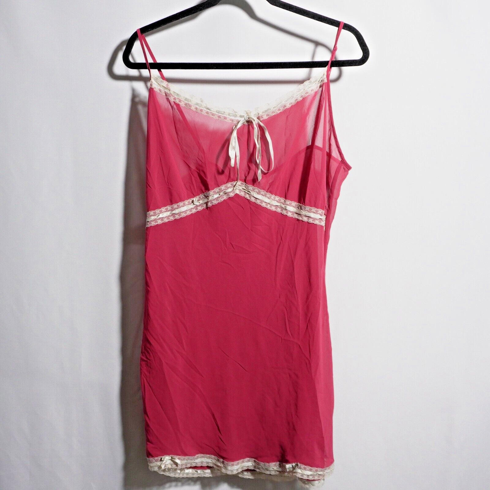VTG Y2K Victorias Secret Babydoll Coquette Milkmaid Cami Tank Top Slip Maroon XL