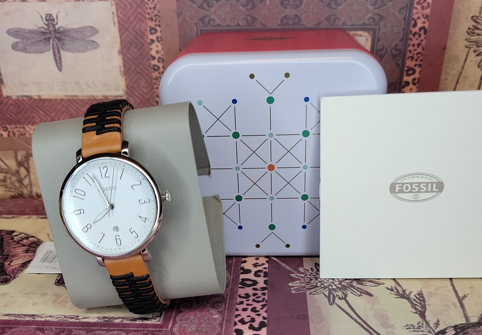 Fossil Watch ES4209 Jacqueline Two-tone Leather Analog White Dial Quartz New