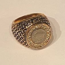 Vintage 18K HGE Basket weave Ring with Indian Head Buffalo Nickel