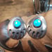 Old Pawn Sterling Turquoise Big Earrings