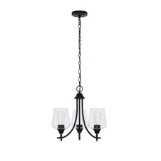 Pavlen 3-Light 18 in. Rustic Bronze Hanging Candlestick Chandelier with Clear Gl