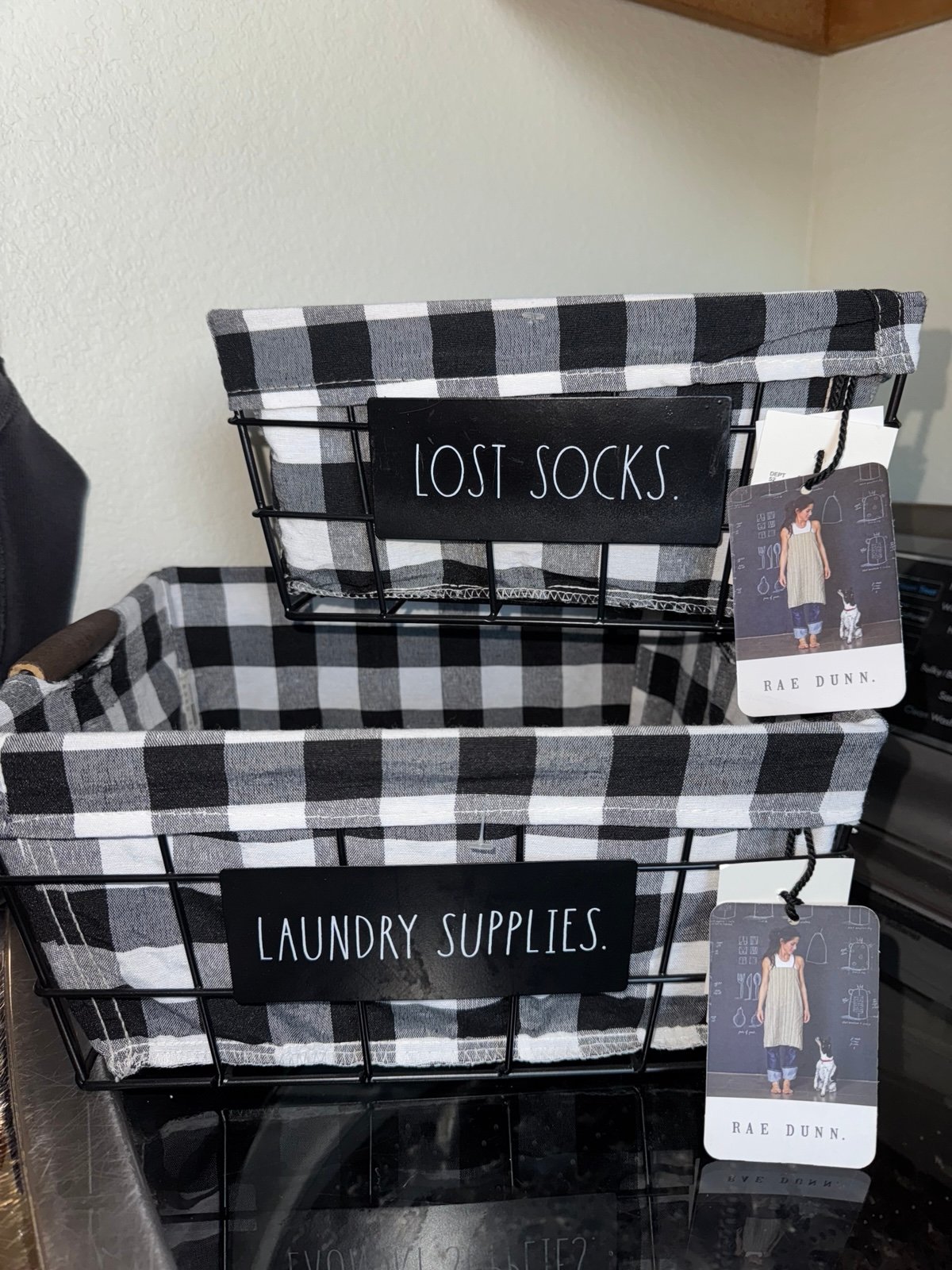 Rae Dunn basket set- lost socks and laundry supplies