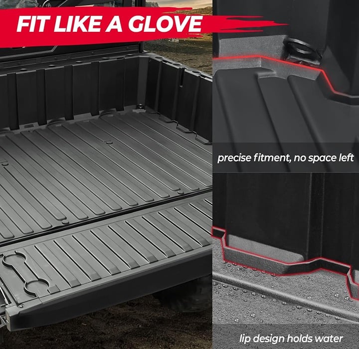 KEMIMOTO Cargo Liner Rubber Bed Mat Compatible with Polaris Ranger XP 1000/ Crew