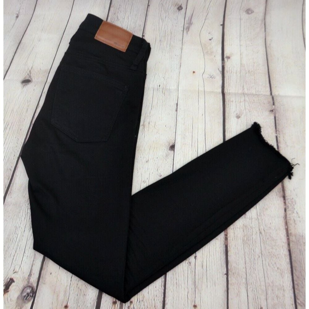 MADEWELL Women's 9 High Rise Skinny Jeans SIZE 24 Black Wash Raw Hem