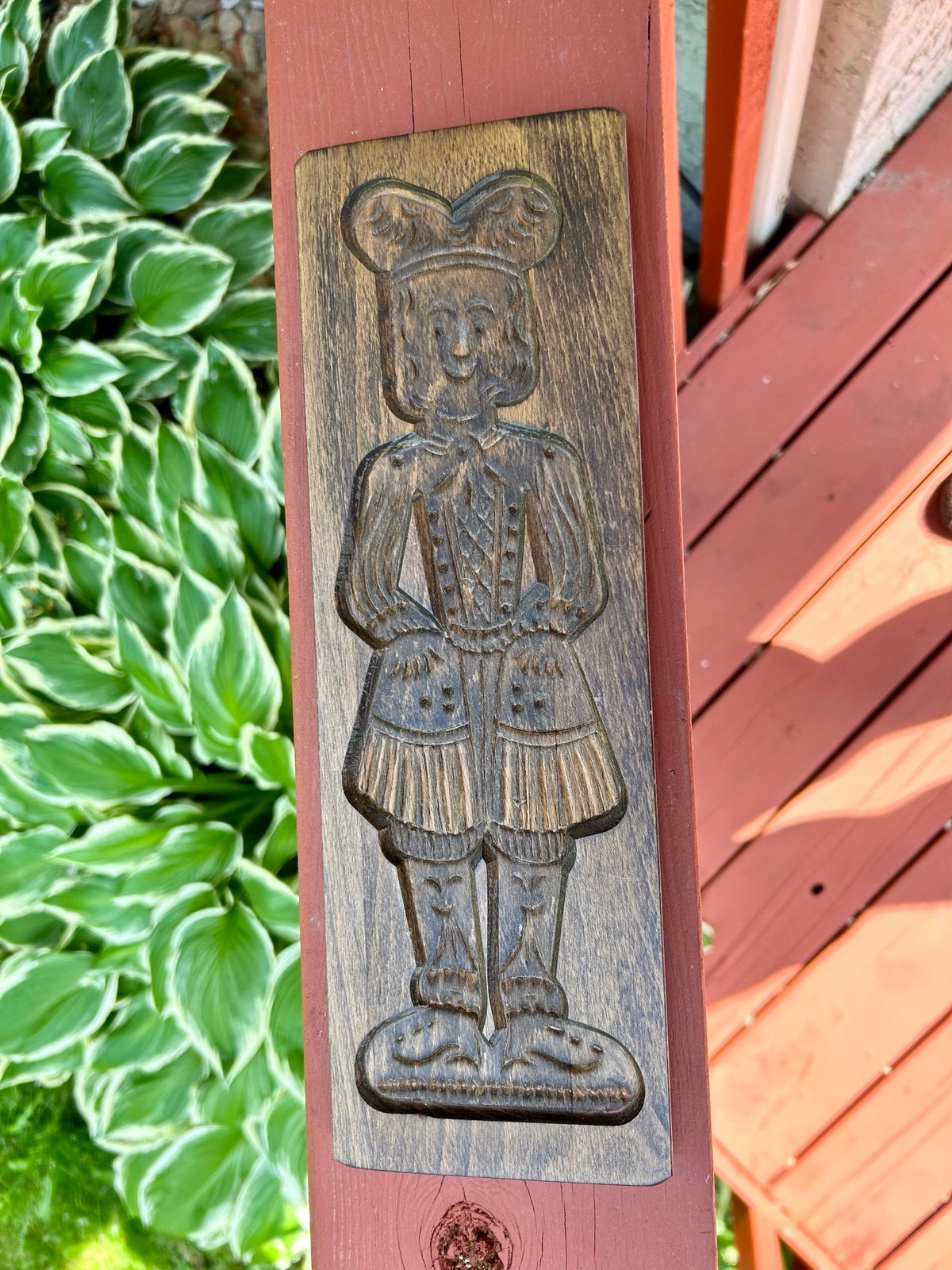 Wood Cookie Mold Antique Primitive Wall Plaque Man 13.25” x 4” x 0.75”