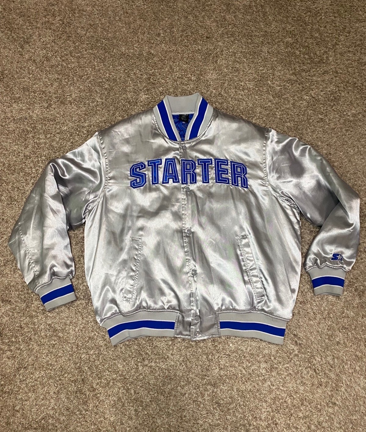 Vintage Starter Dallas Cowboys Tony Romo #9 NFL Satin Bomber Jacket Men Size XL