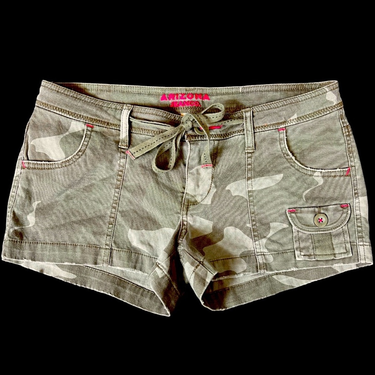 Arizona Jeanco Camouflage Green/Gray Jean Shorts | Size 7