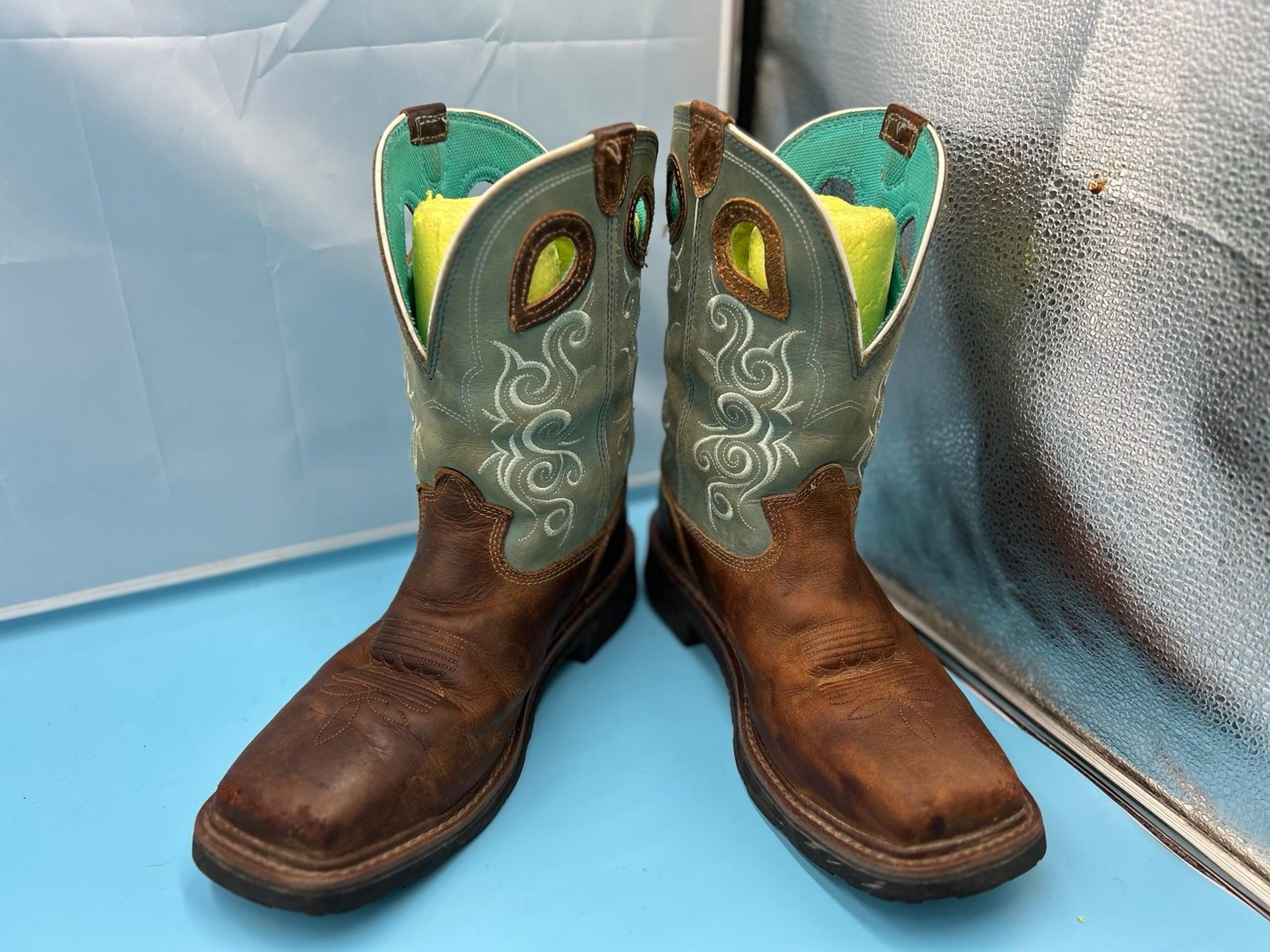 Tony Lama women 8.5 composite toe waterproof cowgirl work boots