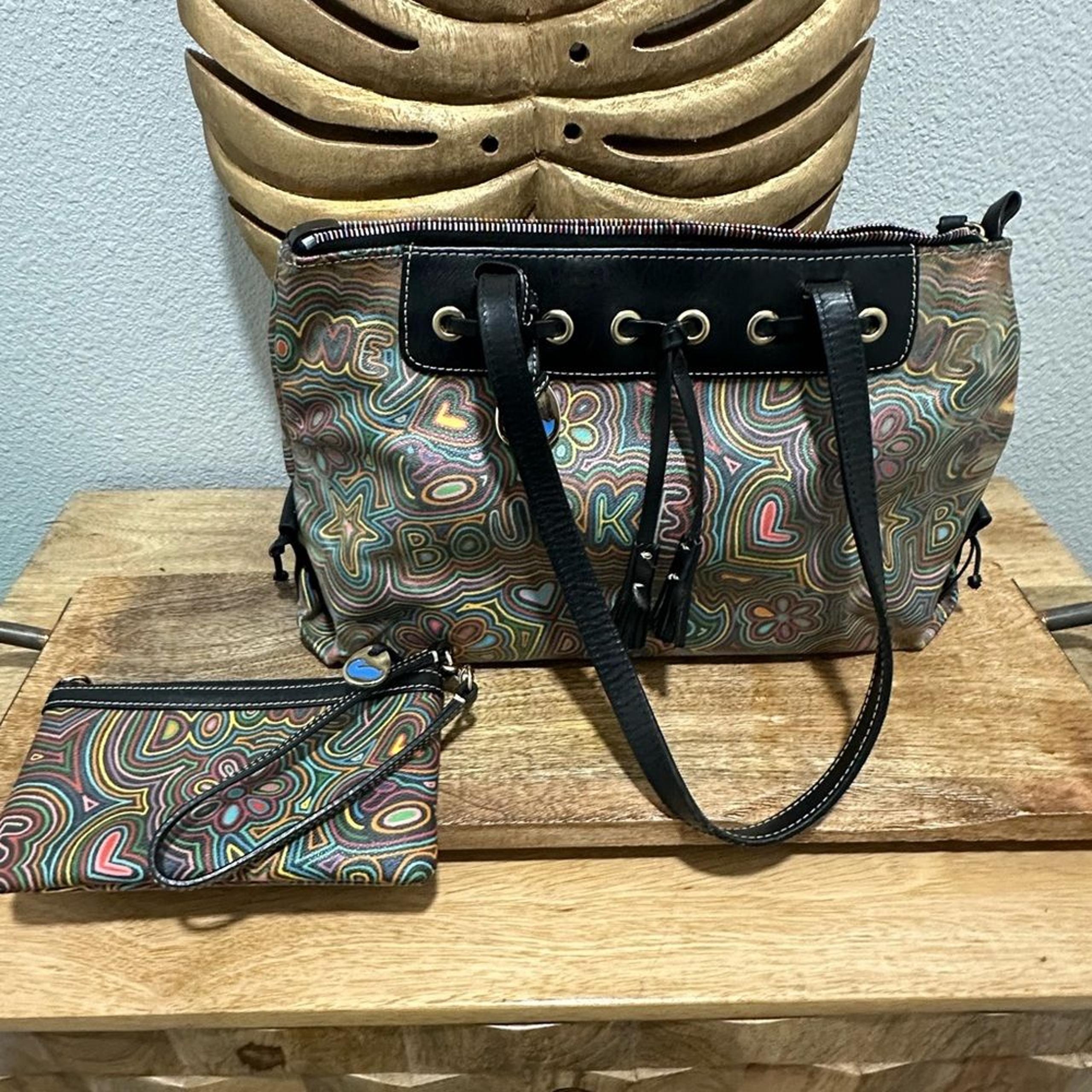 VINTAGE Y2K Dooney and Bourke Rainbow Graffiti Handbag and Wristlet