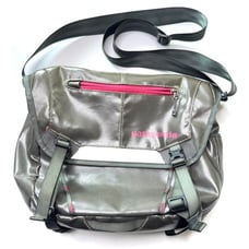 Patagonia Gray and Pink black hole mini messenger 12L laptop bag