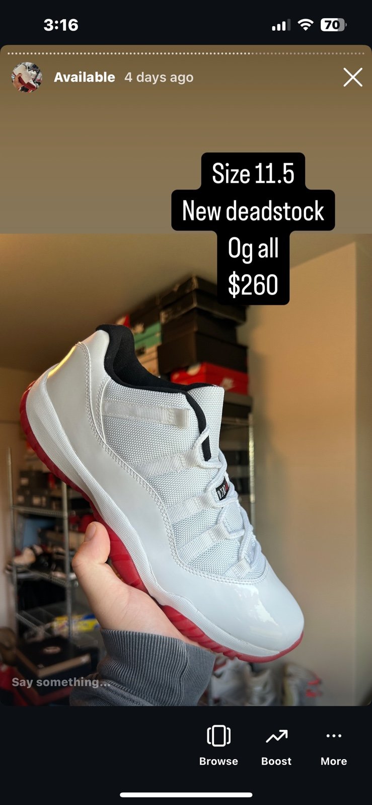 Jordan 11 low cherry bottom size 11.5
