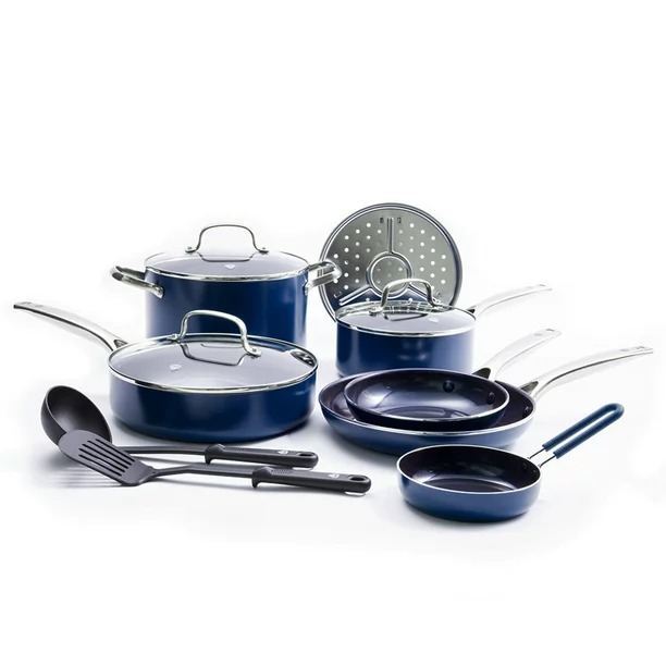 12-Piece Toxin-Free Ceramic Nonstick Pots and Pans Cookware Set