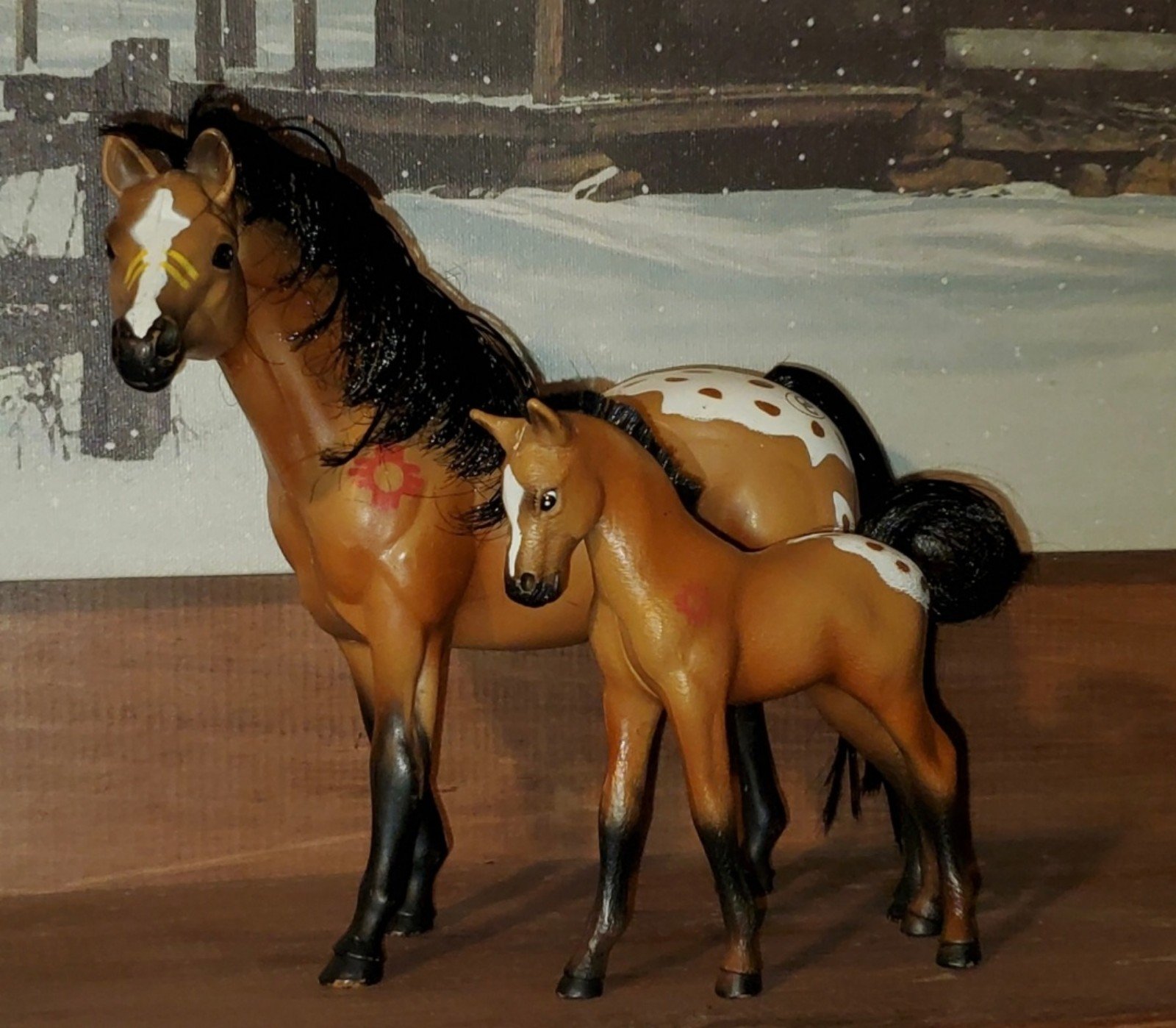Vintage Grand Champions Horses Walks On Snow & Little Bird