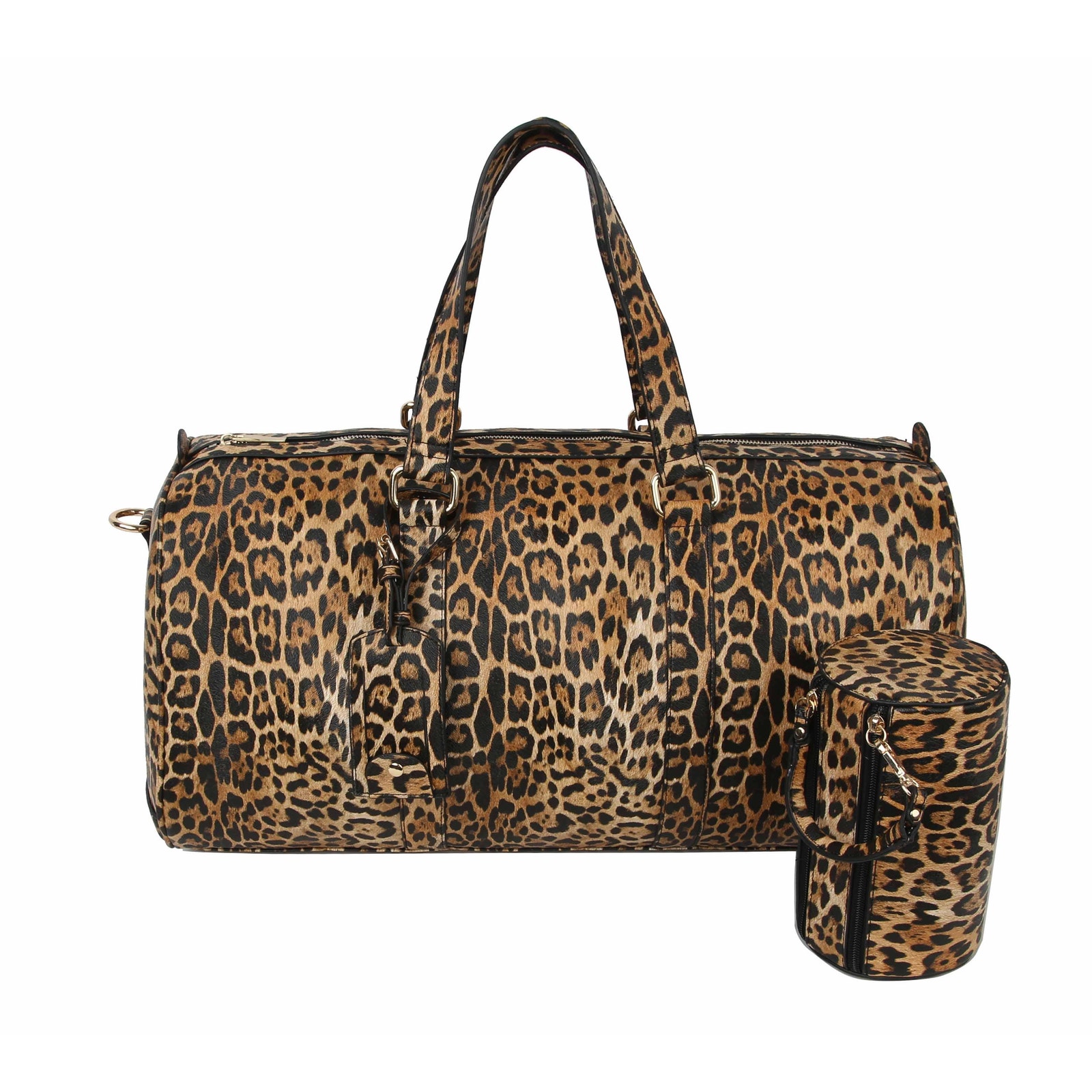 Animal Printed Leopard Weekender Travel Duffel Bag Brown