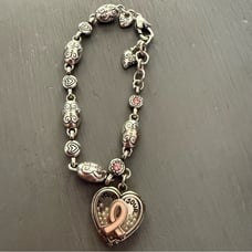 Brighton Breast Cancer Awareness Silver Tone Love Heals Bracelet