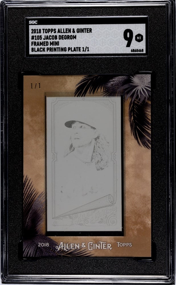 2018 Topps Allen & Ginter Jacob Degrom printing plate 1/1 SGC 9