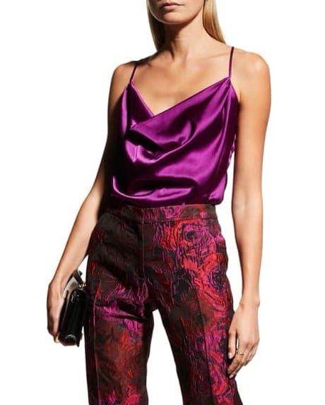 Robert Graham Rosa Cowl-Neck Satin Camisole Top Purple