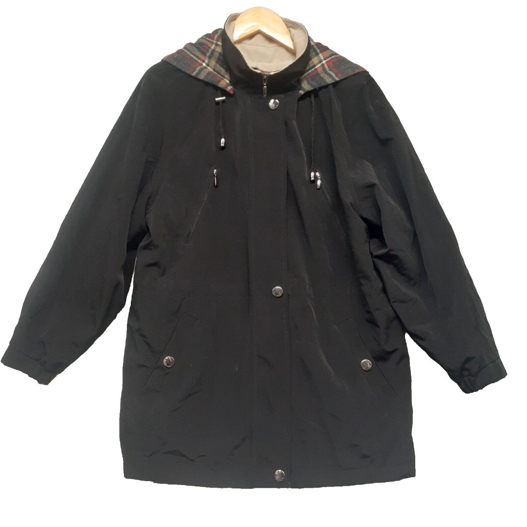 Nautica Coat Men M Black Wind Water Resistant Full Zip Hoodie Jacket Flannel