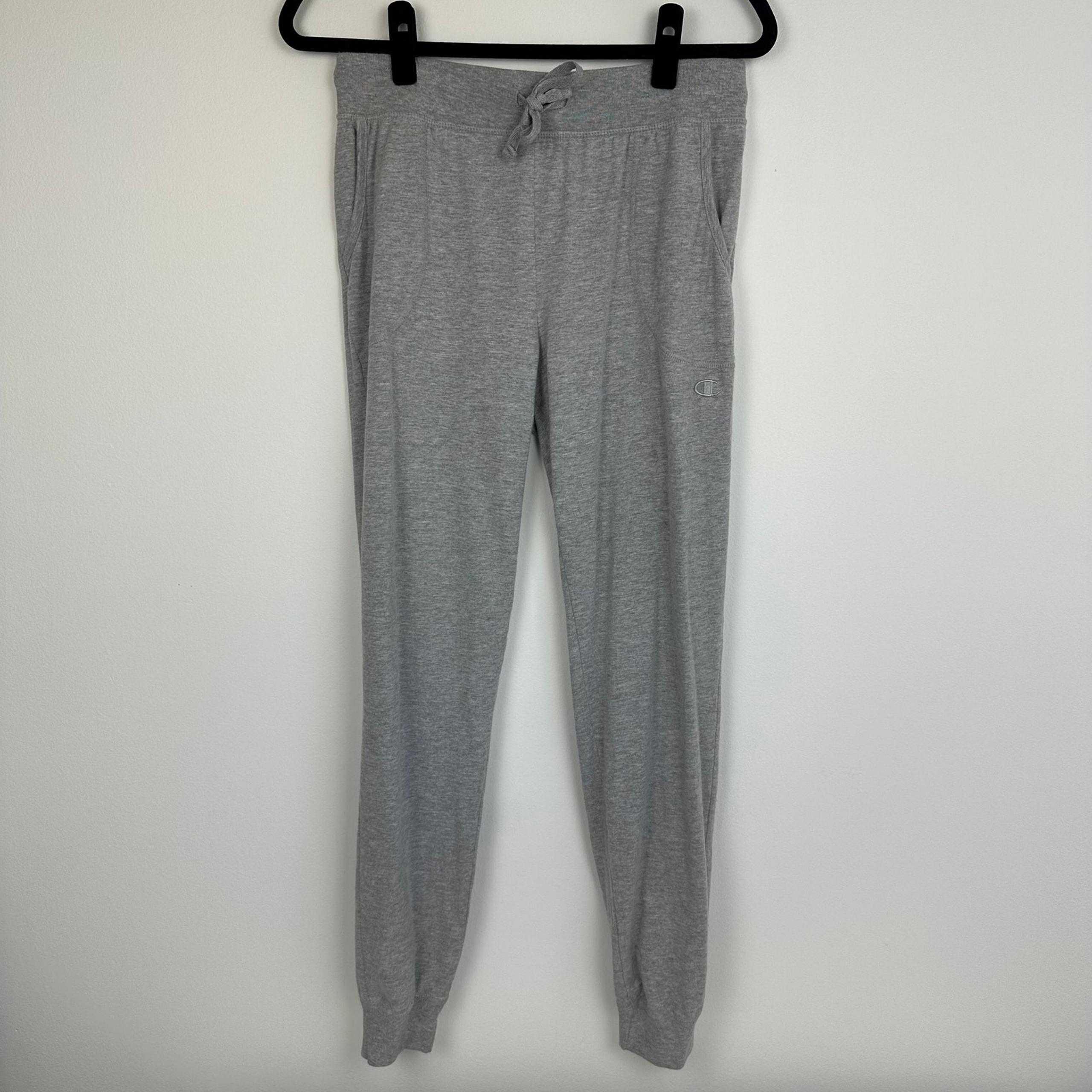 Champion Womens Drawstring Heather Light Grey Athletic Jogger Sweatpants Medium