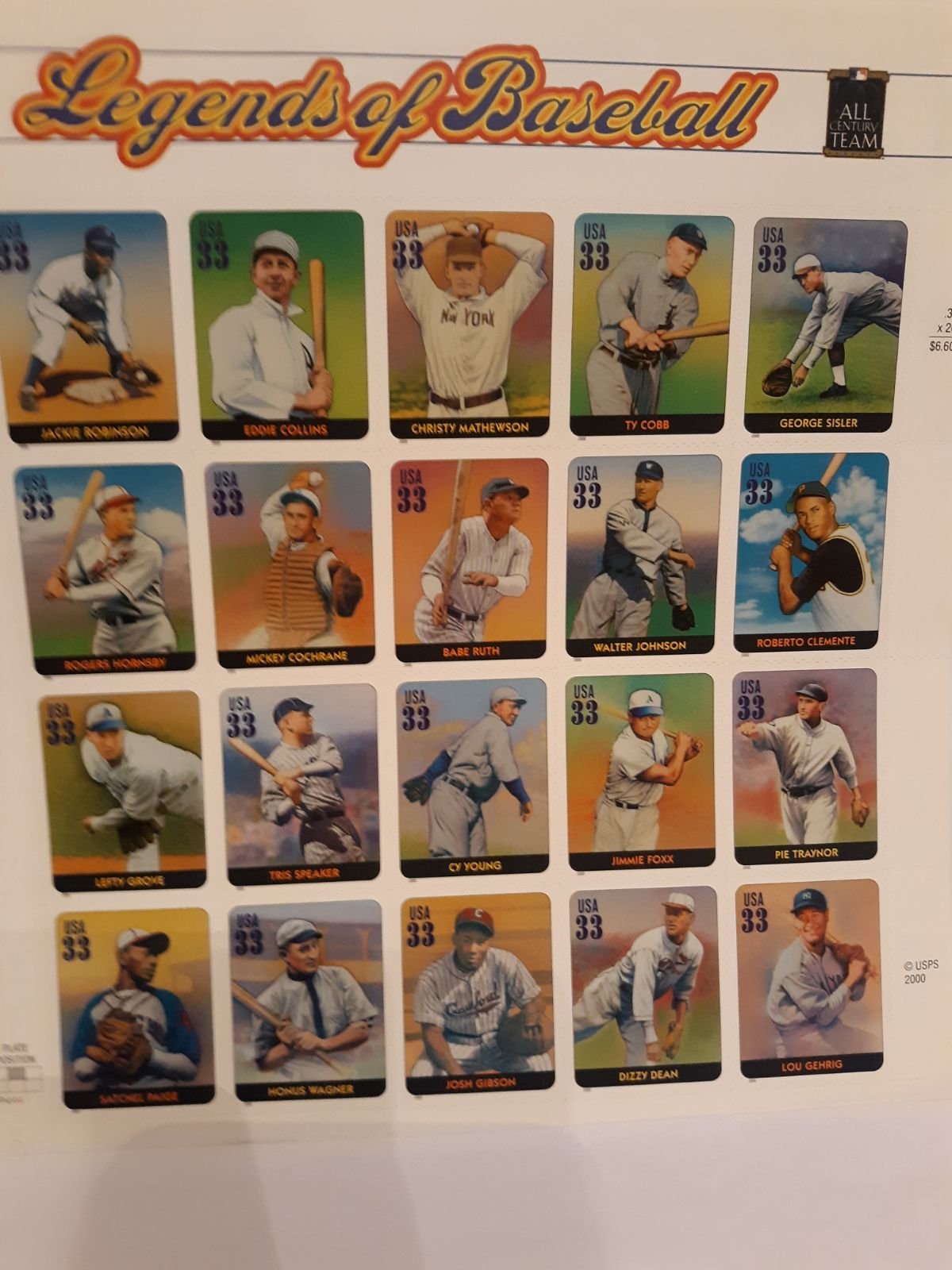 USPS STAMPS LEGENDS OF BASEBALL STAMPS