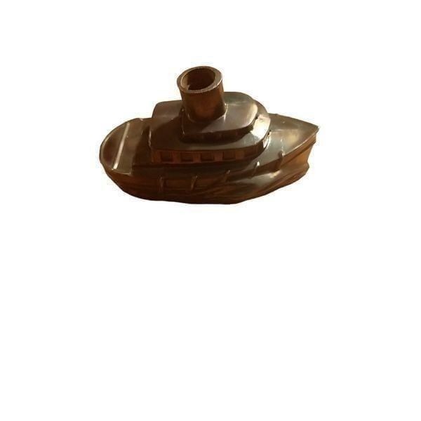 Vintage puter tug boat paper weight