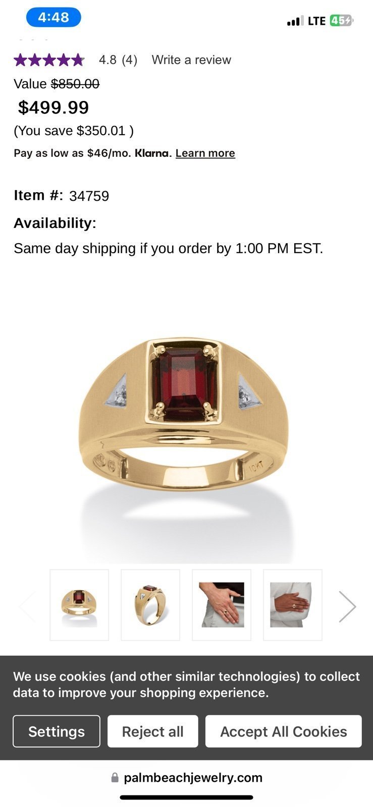 Size 11 Garnet ring