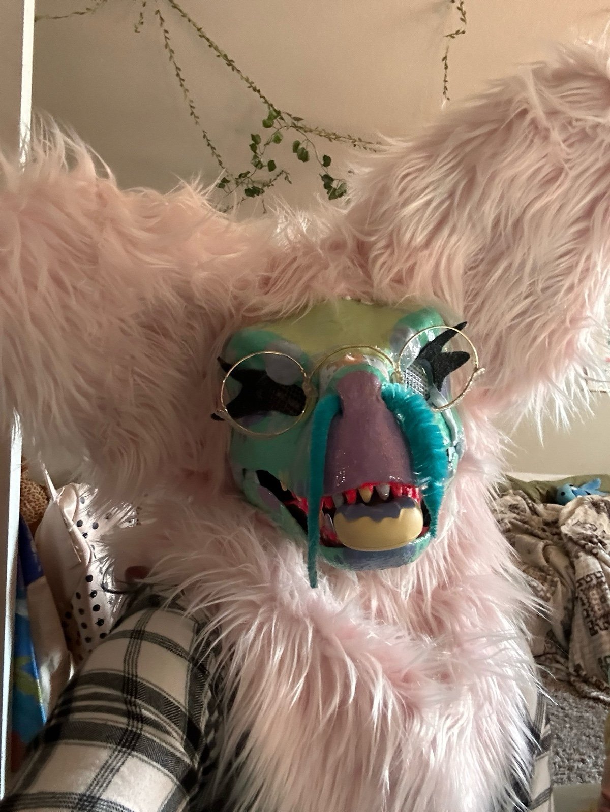 Cosmic pink DINO MASK Dino Mask fully furred Dino Mask furry mask fursuit